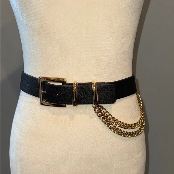 NWT! B-Low The Belt | Wide Leather Chain Belt in Black & Gold Size Small NWT! B-Low The BeltWide Leather Chain Belt in Black & Gold  main image 4